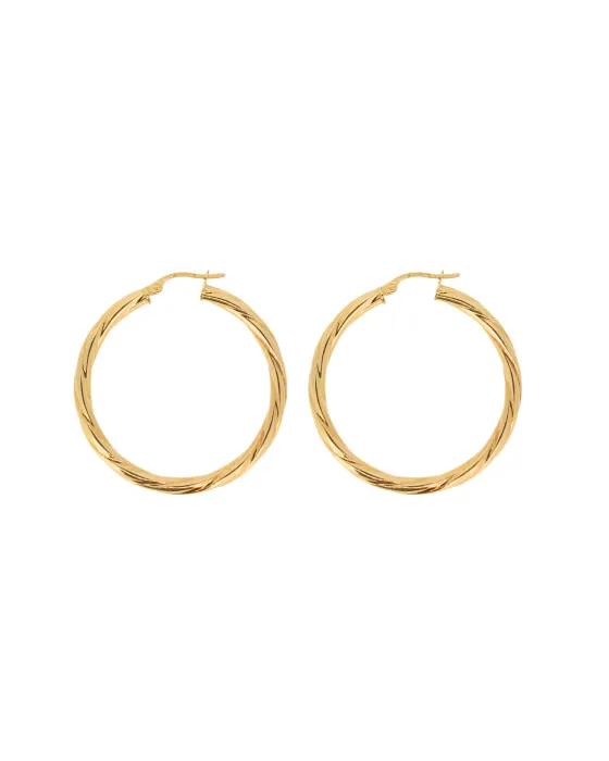 9CT Y/G TWIST HOOPS 3mm/25mm