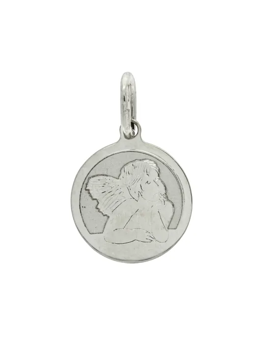 18CT W/G ANGEL MEDAL 12mm